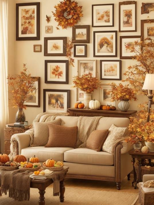 Modern Fall Living Room Decor Ideas with Warm Colors