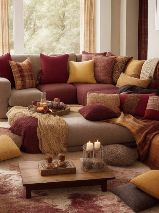 Modern Fall Living Room Decor Ideas with Warm Colors