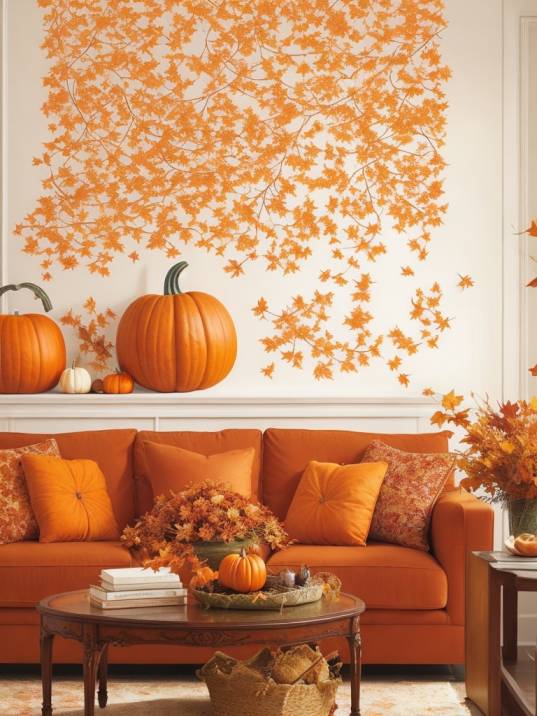 Modern Fall Living Room Decor Ideas with Warm Colors