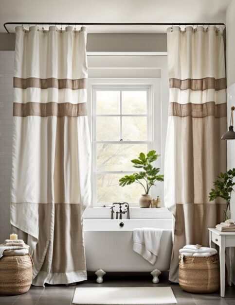 50 Farmhouse Bathroom Double Shower Curtain Ideas