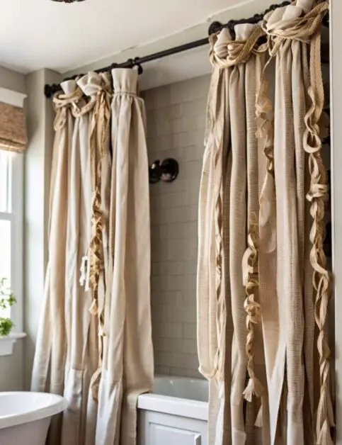 50 Farmhouse Bathroom Double Shower Curtain Ideas