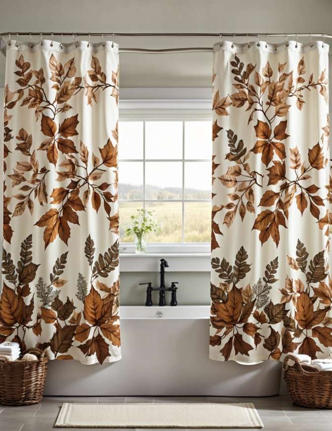 Farmhouse Bathroom Double Shower Curtain Ideas