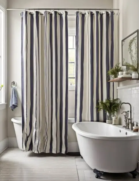 50 Farmhouse Bathroom Double Shower Curtain Ideas