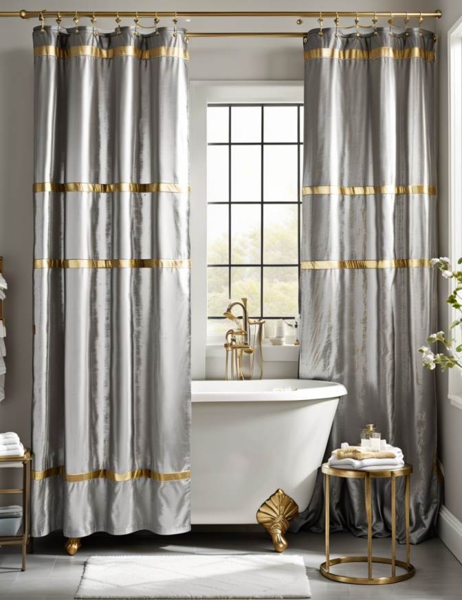 Farmhouse Bathroom Double Shower Curtain Ideas