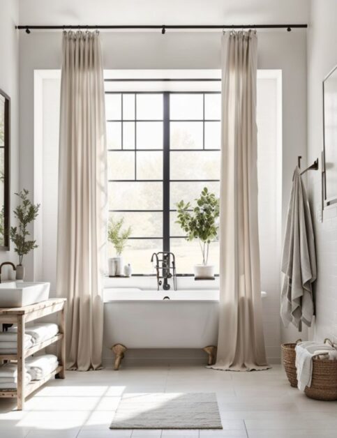 50 Farmhouse Bathroom Double Shower Curtain Ideas