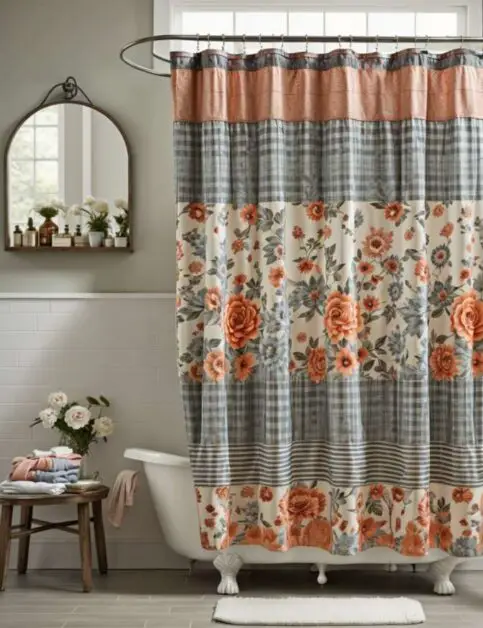 50 Farmhouse Bathroom Double Shower Curtain Ideas