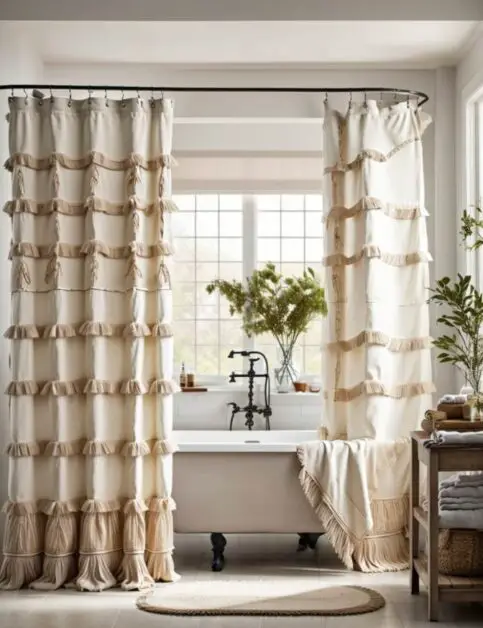 50 Farmhouse Bathroom Double Shower Curtain Ideas
