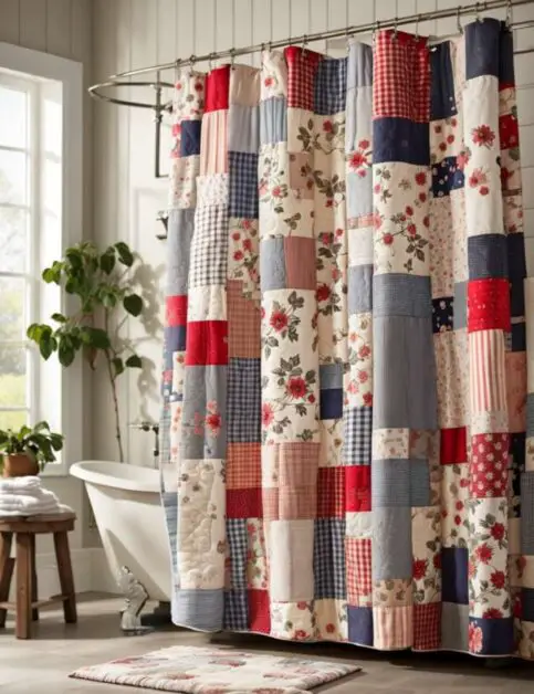 50 Farmhouse Bathroom Double Shower Curtain Ideas