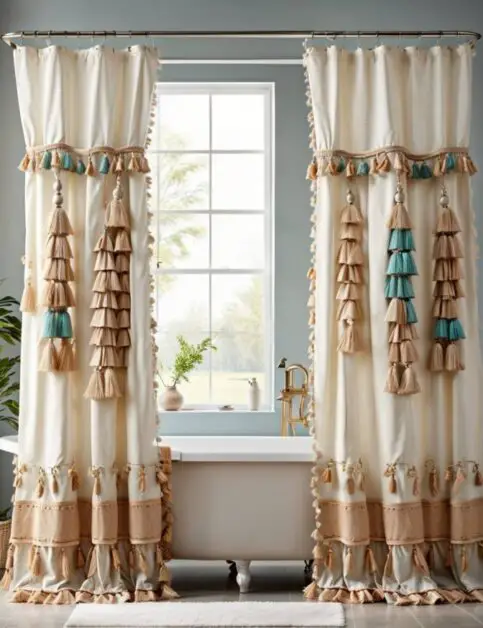 50 Farmhouse Bathroom Double Shower Curtain Ideas