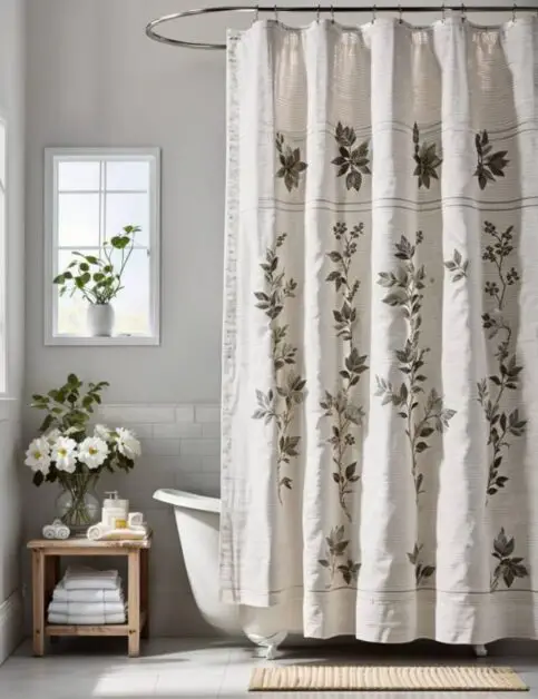 50 Farmhouse Bathroom Double Shower Curtain Ideas