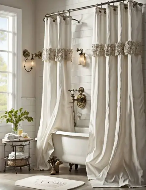 50 Farmhouse Bathroom Double Shower Curtain Ideas