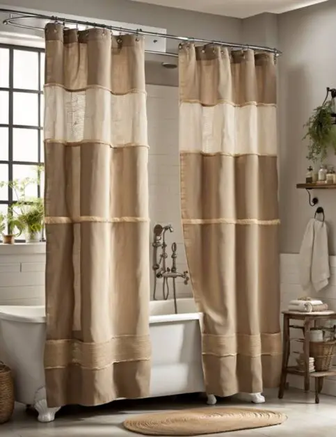 50 Farmhouse Bathroom Double Shower Curtain Ideas