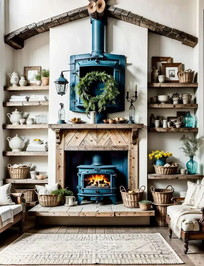 Ideas for Wood Stoves in Farmhouse Living Rooms