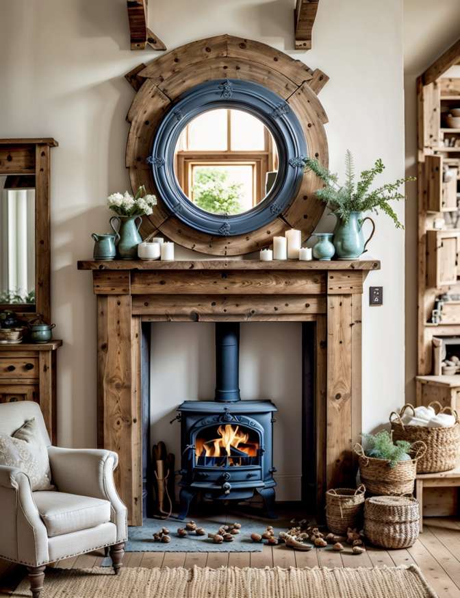 Wood Stoves in Farmhouse Living Rooms