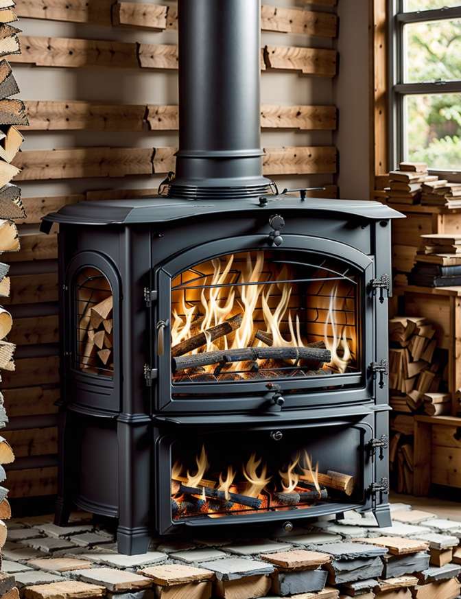 Wood Stoves in Farmhouse Living Rooms