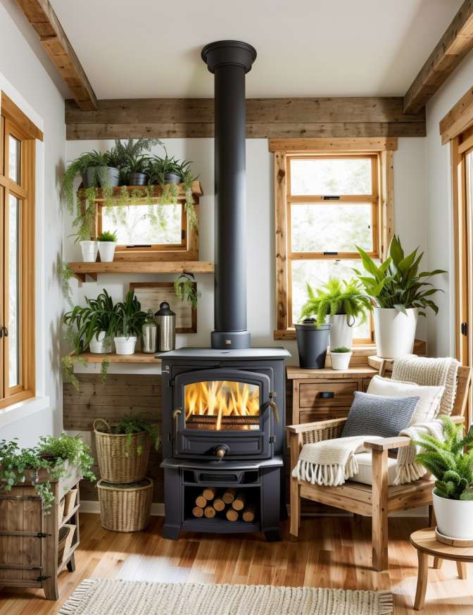 Ideas for Wood Stoves in Farmhouse Living Rooms