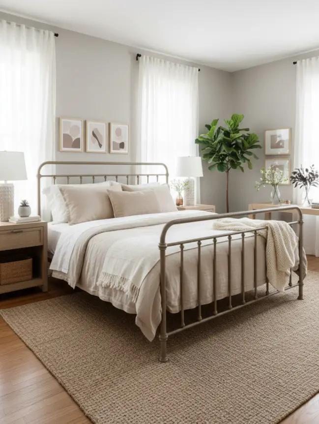 Master Bedroom Decorating Ideas with Iron Beds