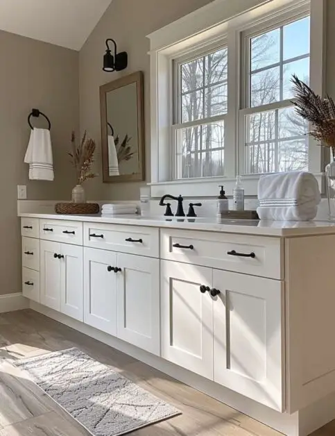 35 Charming Farmhouse Single Sink Bathroom Vanity Ideas