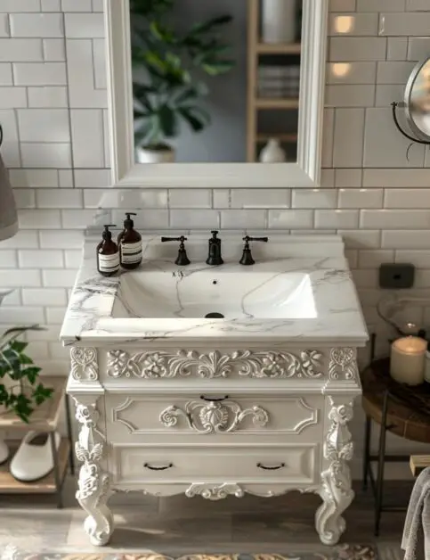 35 Charming Farmhouse Single Sink Bathroom Vanity Ideas