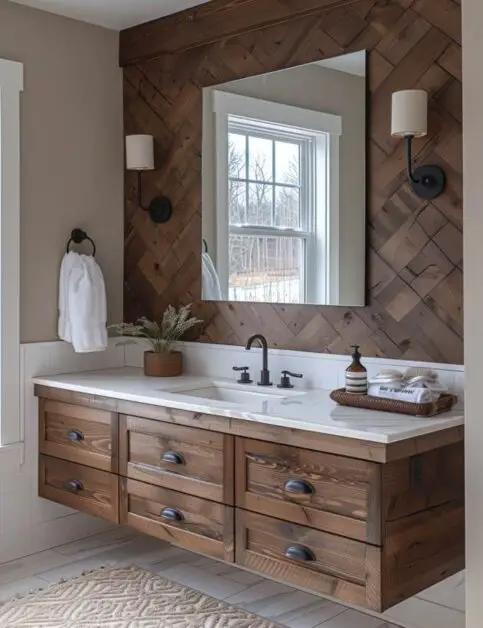 35 Charming Farmhouse Single Sink Bathroom Vanity Ideas