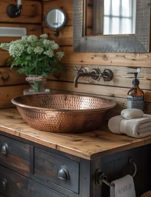 35 Charming Farmhouse Single Sink Bathroom Vanity Ideas