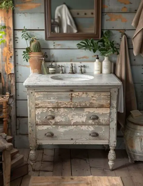 35 Charming Farmhouse Single Sink Bathroom Vanity Ideas