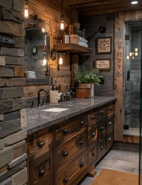 35 Charming Farmhouse Single Sink Bathroom Vanity Ideas
