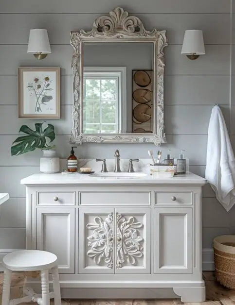35 Charming Farmhouse Single Sink Bathroom Vanity Ideas