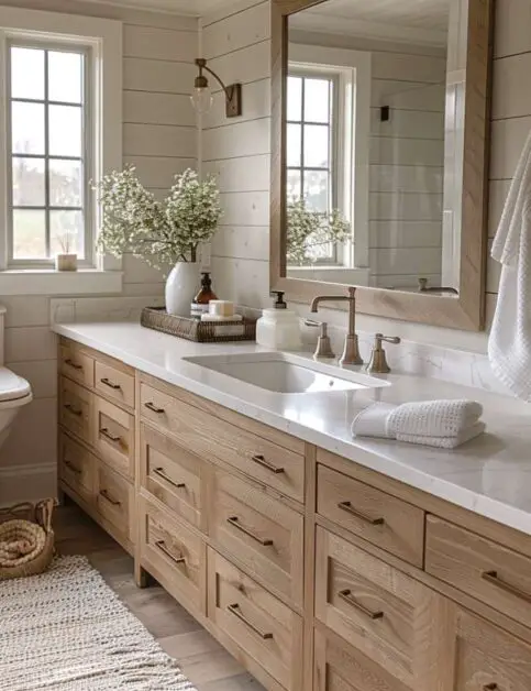 35 Charming Farmhouse Single Sink Bathroom Vanity Ideas