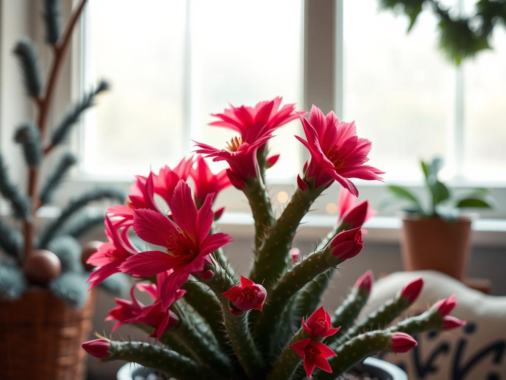 Christmas cactus with vibrant blooms Christmas cactus with vibrant blooms