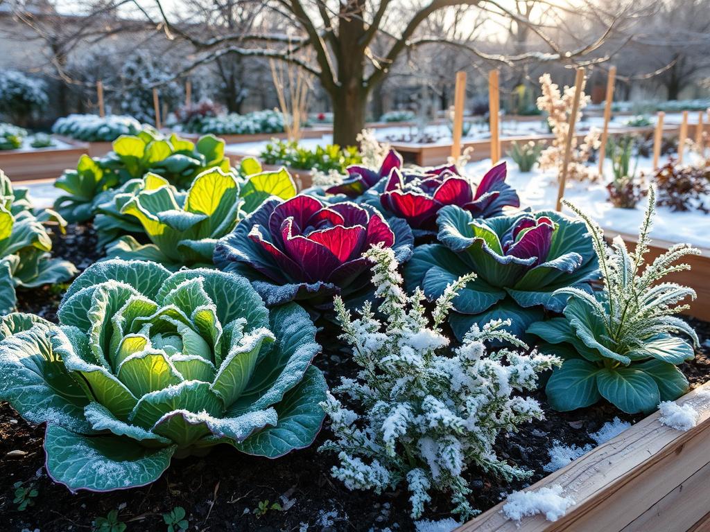 Winter companion planting in garden Winter companion planting in garden