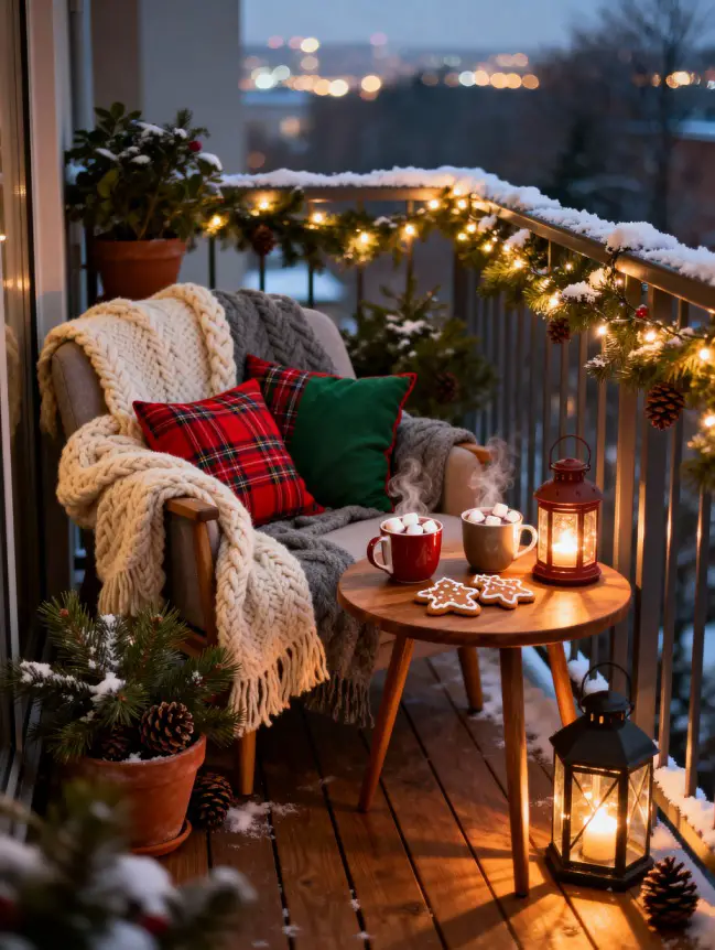 Christmas Decor Ideas for Apartment Balconies