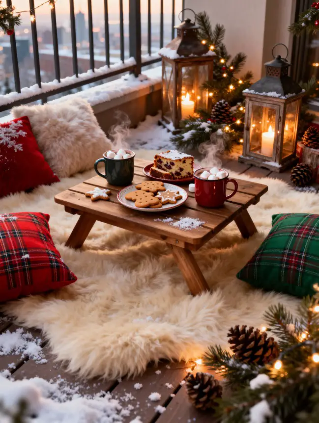 Christmas Decor Ideas for Apartment Balconies