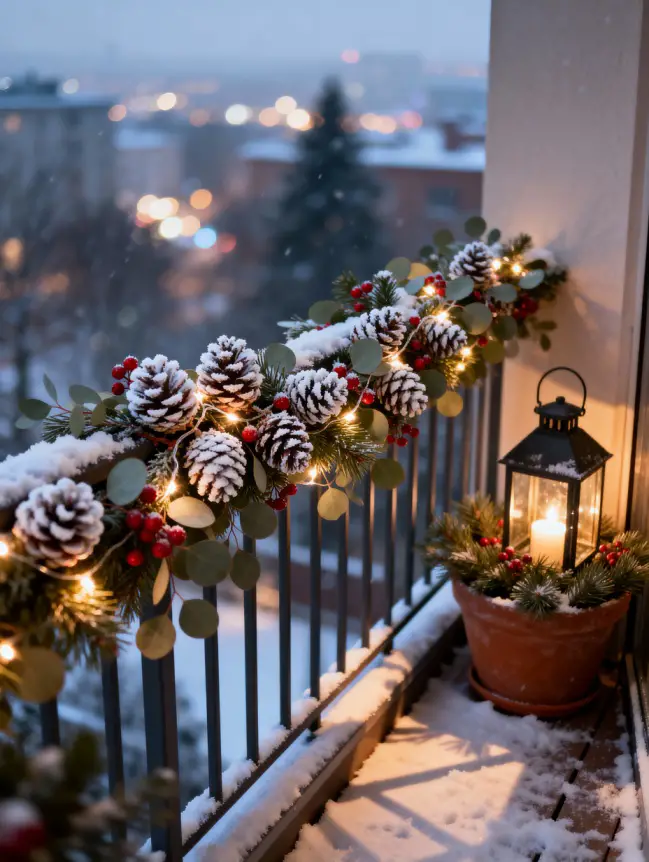Christmas Decor Ideas for Apartment Balconies