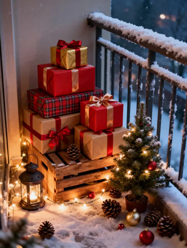 Christmas Decor Ideas for Apartment Balconies