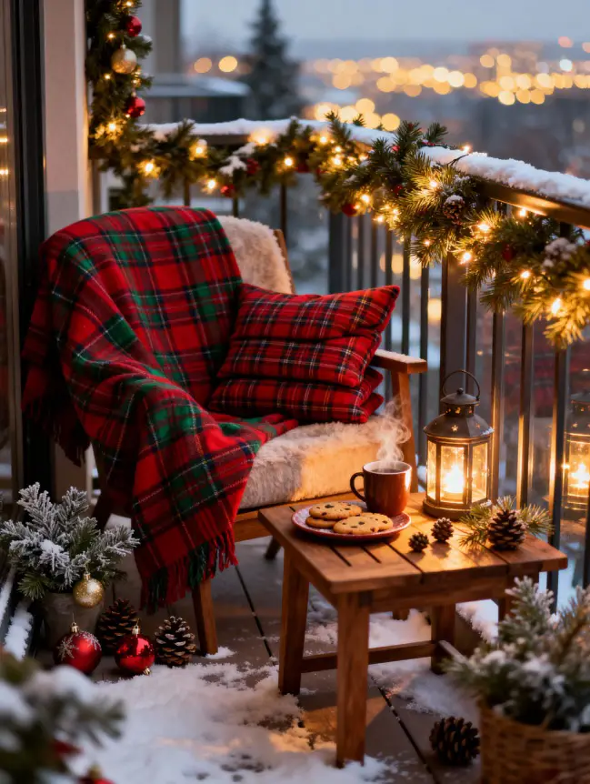 Christmas Decor Ideas for Apartment Balconies