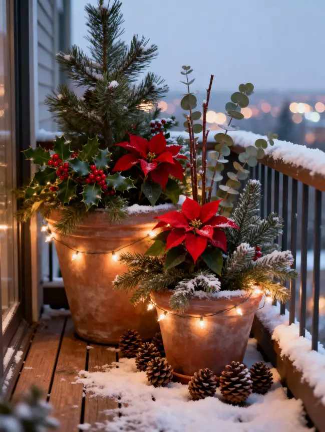 Christmas Decor Ideas for Apartment Balconies