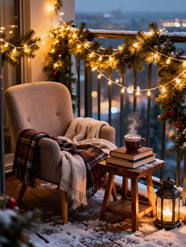 Christmas Decor Ideas for Apartment Balconies