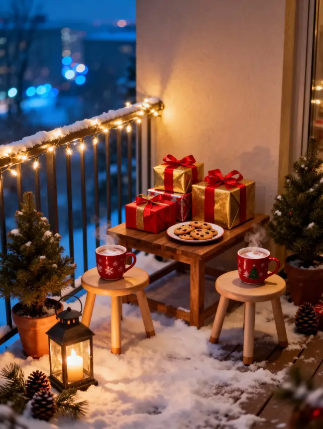 Christmas Decor Ideas for Apartment Balconies