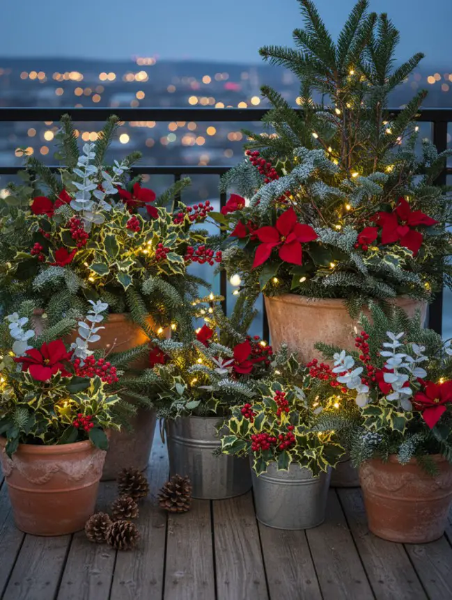 Christmas Decor Ideas for Apartment Balconies