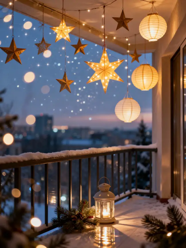 Christmas Decor Ideas for Apartment Balconies