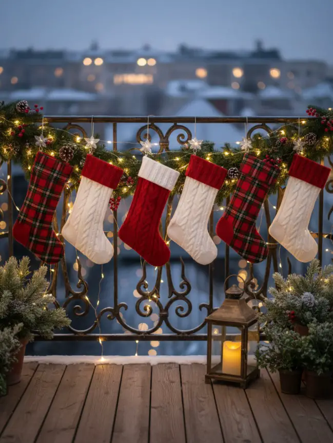 Christmas Decor Ideas for Apartment Balconies