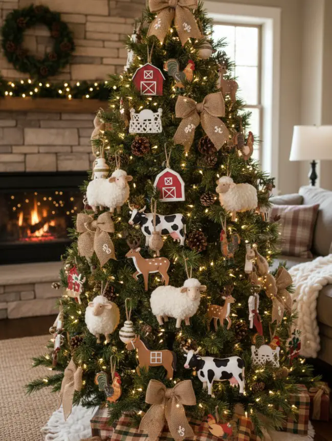 Traditional Farmhouse Christmas Tree Decor Ideas