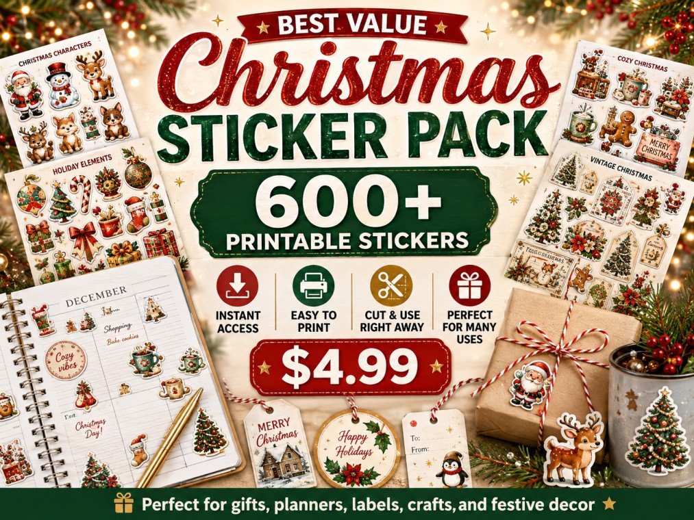 600 plus Christmas sticker bundle value