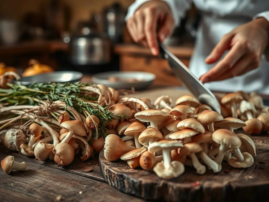 Fall Mushroom Garden harvest cooking preparation