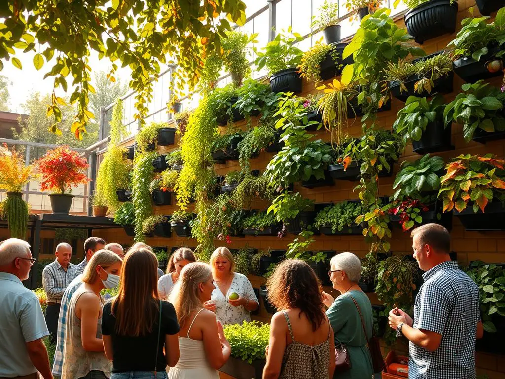 Vertical fall gardens community sharing