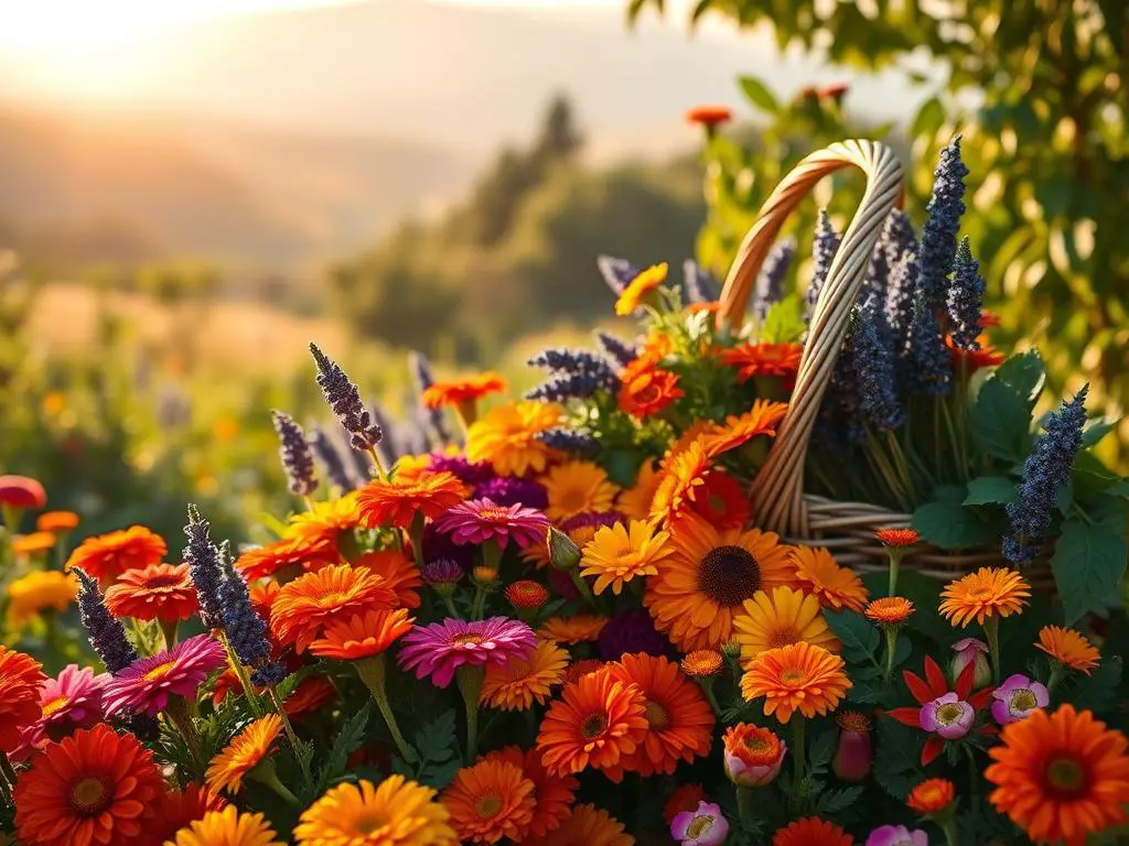 harvesting fall edible blooms for infusions