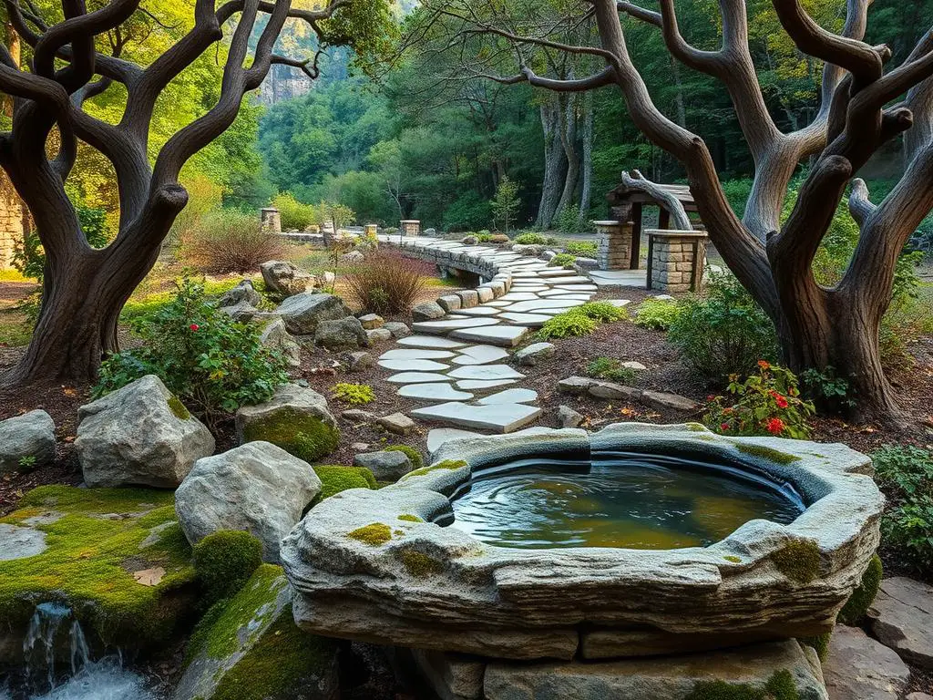 rustic water feature landscape design planning