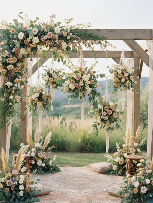 Boho Pergola Wedding Decoration Ideas