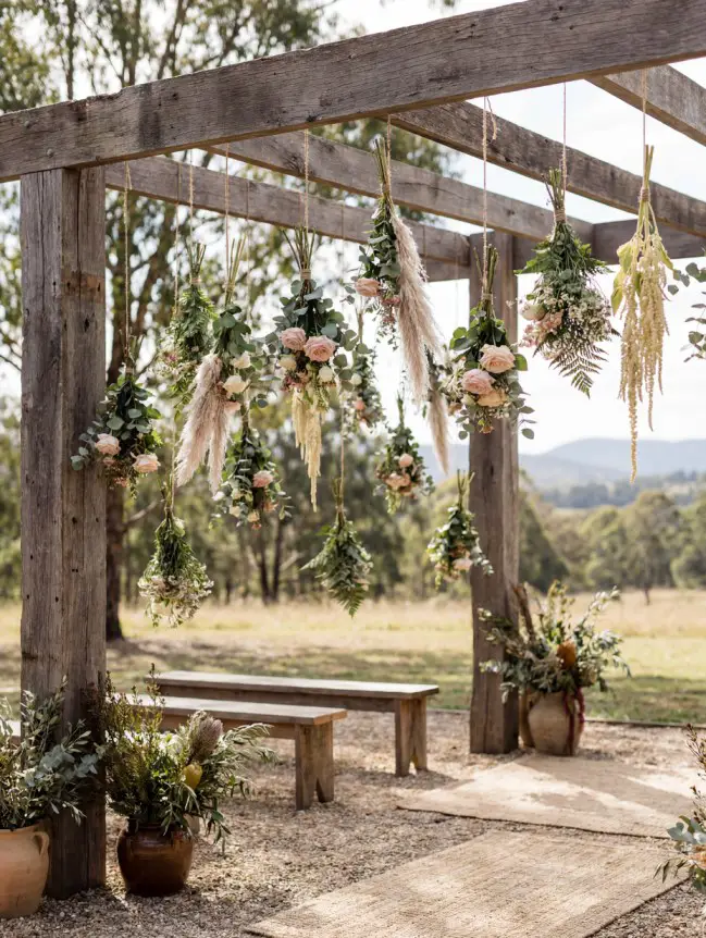 Boho Pergola Wedding Decoration Ideas